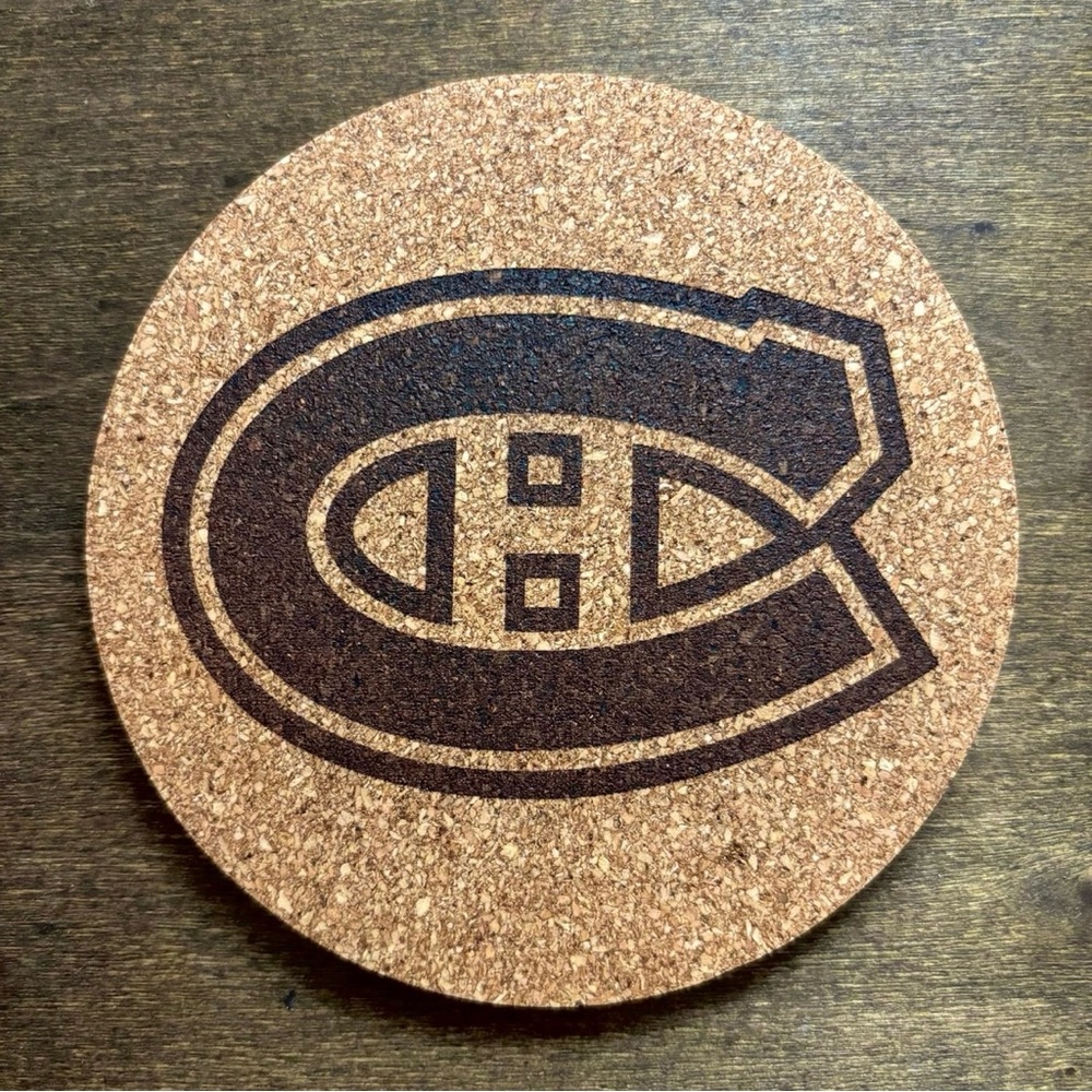 Montreal Canadiens Logo Laser Engraved Cork Coaster